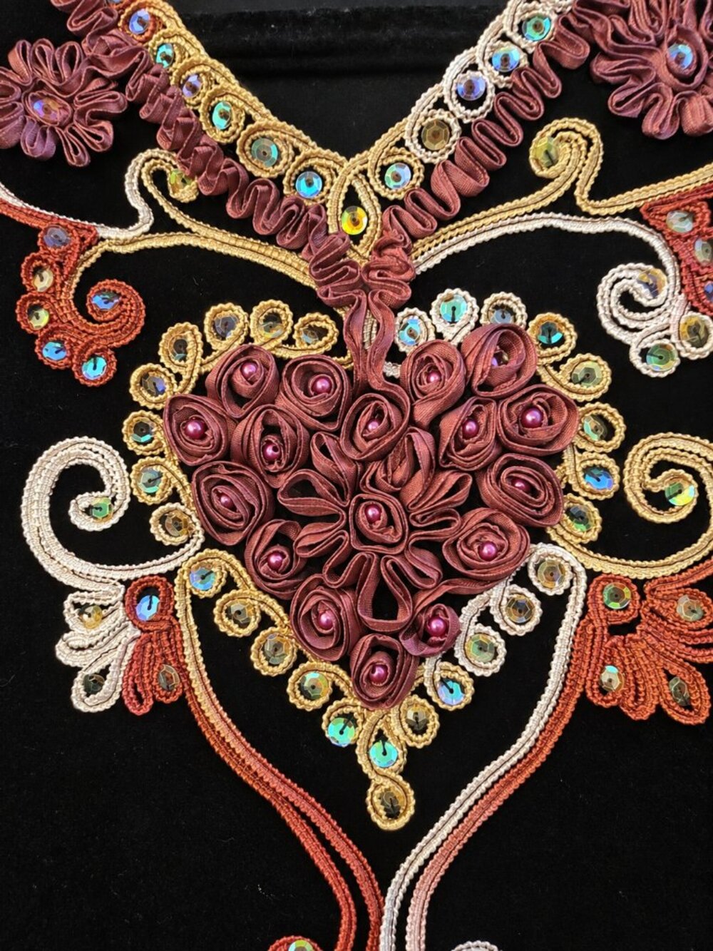 Velvet Embroidered Ribbon Rose Top - Picture 2 of 3